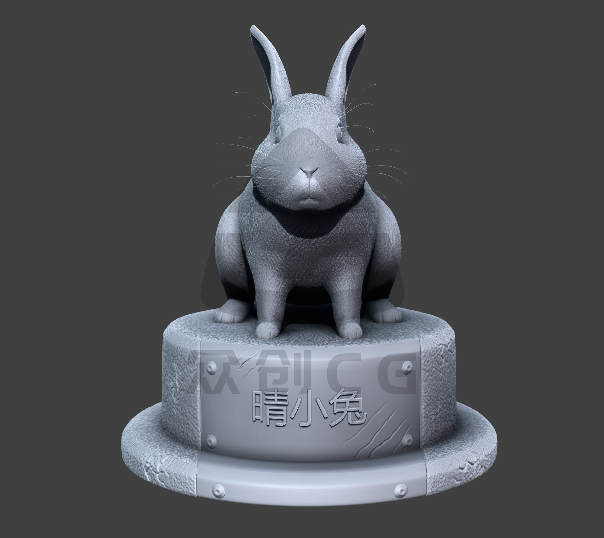 兔子雕塑，做的比较用心，个人比较喜欢的作品 （Zbrush）